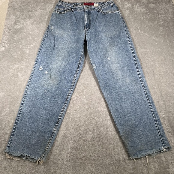 Levi's Other - Vintage Levis SilverTab Loose‎ Jeans Mens 34x31 Blue Distressed Frayed Hem 90s